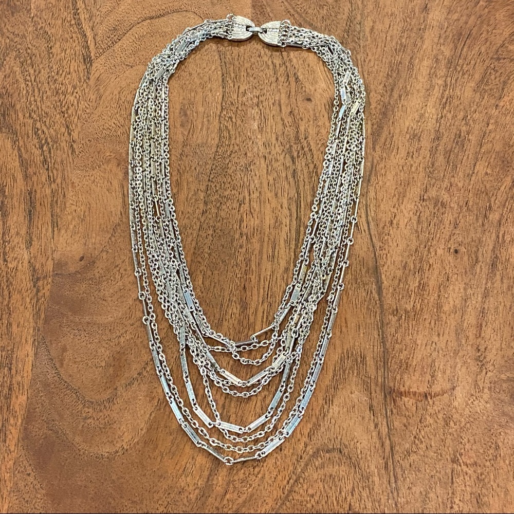 Silver Multi-Strand Statement Necklace